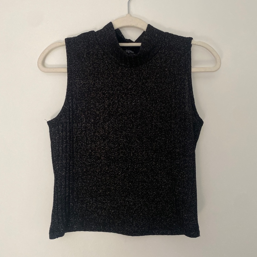 New Shiny Mock Neck Tank Top